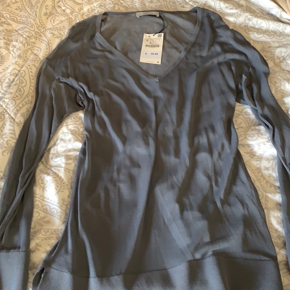 Zara grey vneck blouse